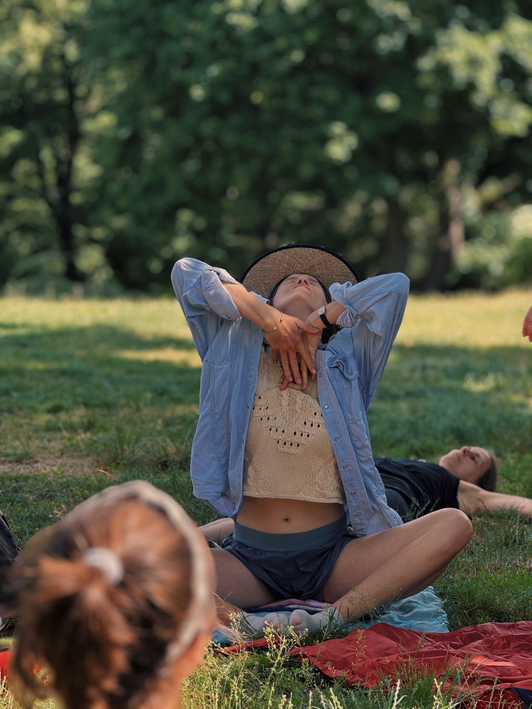 Somatic movement practice at the circle, June 2026
