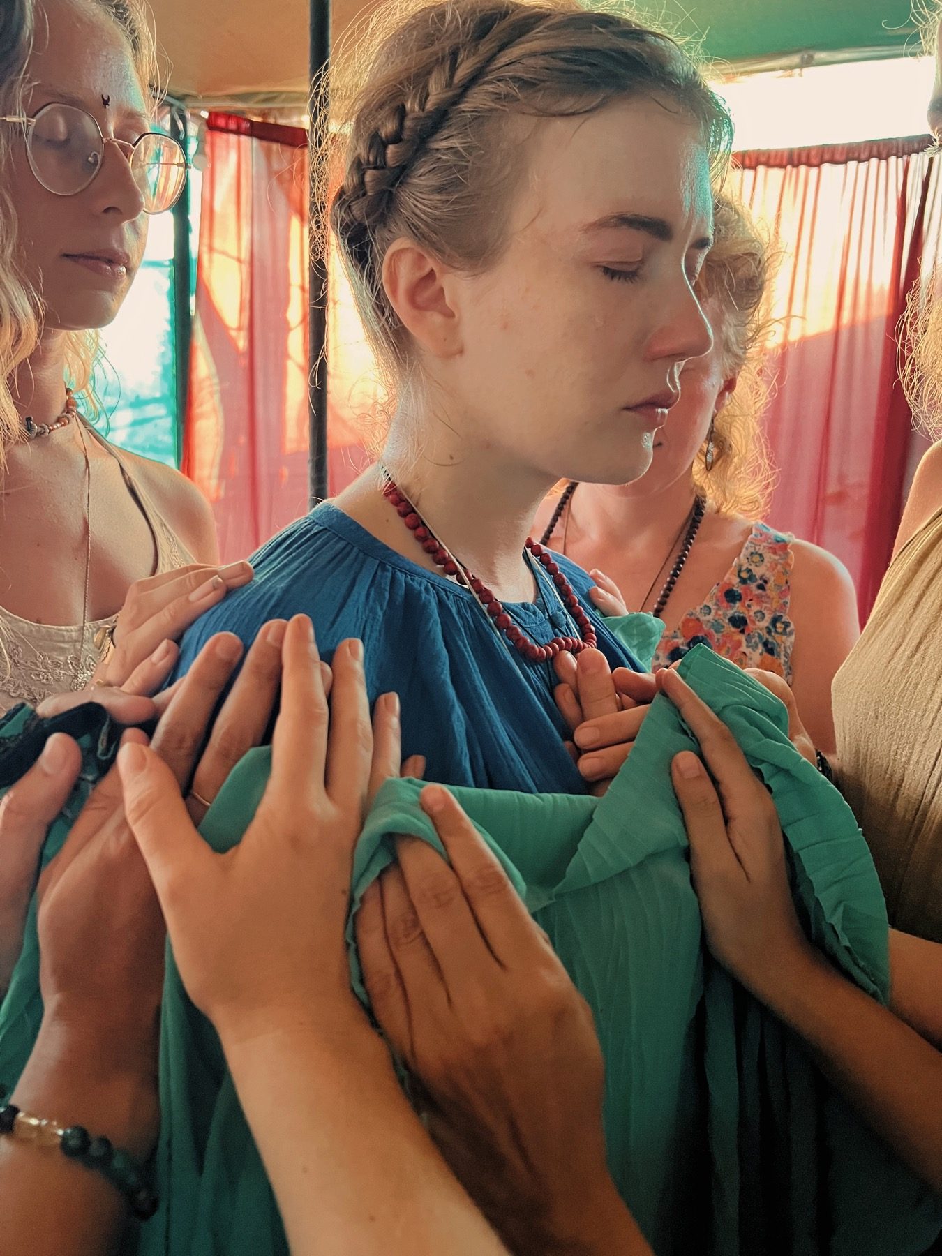 Women gathering in a closing goddess ritual